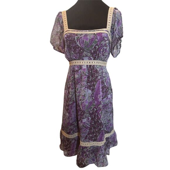 Anne Taylor Loft Dresses & Skirts - Loft Women's Size 10 Purple Paisley Short Dress Bohemian Casual